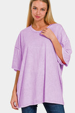 Load image into Gallery viewer, Washed Round Neck Drop Shoulder Oversized T-Shirt in Pink/Purple
