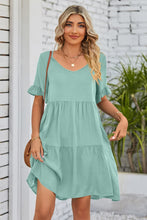 Load image into Gallery viewer, Mandy V-Neck Flounce Sleeve Tiered Dress (multiple color options)
