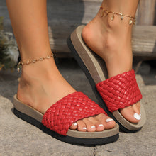 Load image into Gallery viewer, PU Leather Woven Platform Sandals  (multiple color options)
