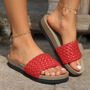 PU Leather Woven Platform Sandals  (multiple color options)