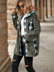 Plaid Contrast Dropped Shoulder Coat (multiple color options)