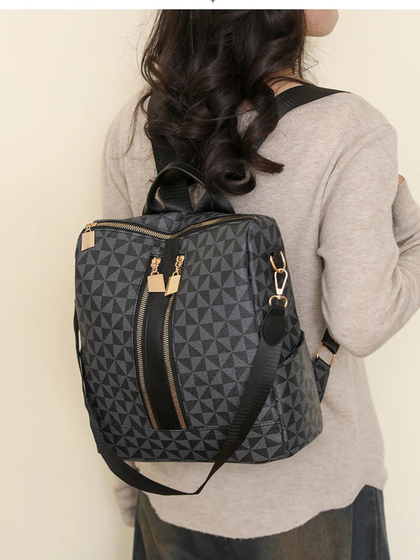 Geometric Pattern Backpack Bag (multiple color options 