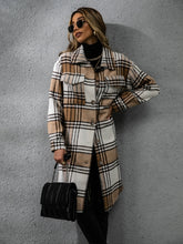 Load image into Gallery viewer, Plaid Collared Neck Long Sleeve Coat (multiple color options)
