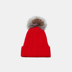 Cable Knit Winter Hat with Pompom (multiple color options)