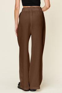 Texture Drawstring Wide Leg Pants (multiple color options)