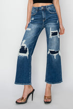 Load image into Gallery viewer, Risen  High Rise Patch Detailed Wide Leg Crop Jeans
