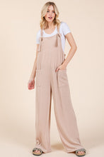 Load image into Gallery viewer, Knot Straps Wide Leg Ribbed Overalls with Pockets in Dust Storm
