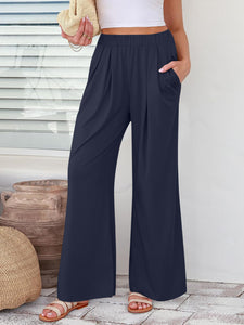 Elastic Waist Wide Leg Pants (multiple color options)