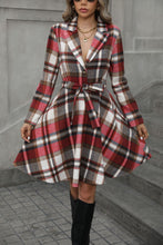 Load image into Gallery viewer, Plaid Tie Waist Long Sleeve Outerwear Dress
