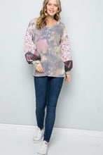 Load image into Gallery viewer, Tie-Dye V-Neck Printed Sleeve Blouse
