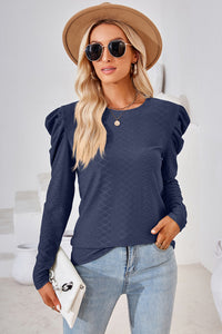 Round Neck Puff Sleeve Top (multiple color options)