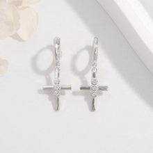 Load image into Gallery viewer, 925 Sterling Silver Zircon Cross Earrings
