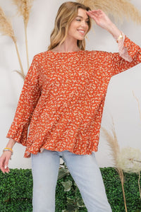 Floral Ruffle Detail Top