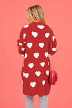 Load image into Gallery viewer, Heart Graphic Open Front Cardigan with Pockets (multiple color options)
