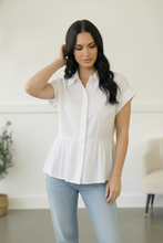 Load image into Gallery viewer, Ivory Flirt &amp; Flow Button Blouse
