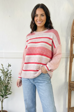 Load image into Gallery viewer, Sweet Talker Pink Stripe Sweater
