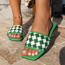 Load image into Gallery viewer, Plaid Open Toe Flat Sandals (multiple color options)
