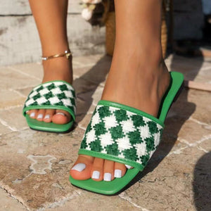 Plaid Open Toe Flat Sandals (multiple color options)