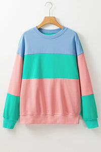 Color Block Round Neck Long Sleeve Sweatshirt (multiple color options)