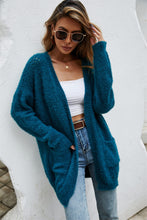 Load image into Gallery viewer, Open Front Openwork Fuzzy Cardigan with Pockets (multiple color options)
