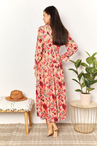 Weekend Away Floral Frill Trim Flounce Sleeve Plunge Maxi Dress (2 color options)
