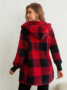 Plaid Long Sleeve Hooded Coat (multiple color options)