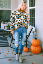 Load image into Gallery viewer, Geometric Round Neck Long Sleeve Sweater
