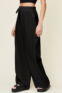 Texture Drawstring Wide Leg Pants (multiple color options)