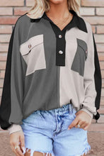 Load image into Gallery viewer, Color Block Collared Neck Long Sleeve Top  (multiple color options)
