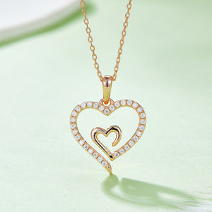 Moissanite 925 Sterling Silver Heart Pendant Necklace (multiple color options)