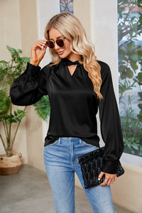 Cutout Mock Neck Long Sleeve Top (multiple color options)