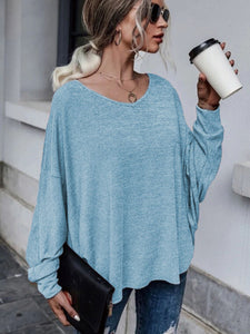 Double Tie Drop Shoulder Long Sleeve Top (multiple color options)