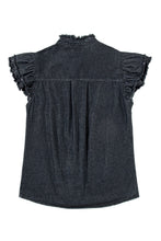 Load image into Gallery viewer, Raw Hem Button Up Cap Sleeve Denim Top (multiple color options)
