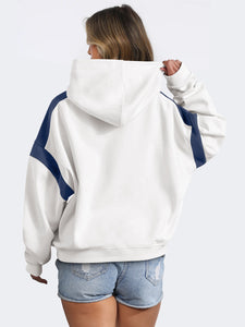 Contrast Dropped Shoulder Long Sleeve Hoodie (multiple color options)