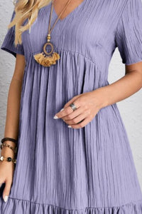 V-Neck Short Sleeve Dress (multiple color options)
