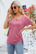 Load image into Gallery viewer, Ruched Square Neck Short Sleeve Top (multiple color options)
