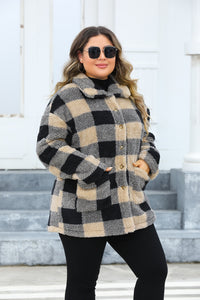 Plaid Button Up Long Sleeve Coat