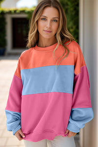 Color Block Round Neck Long Sleeve Sweatshirt (multiple color options)