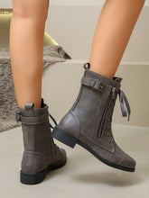 Load image into Gallery viewer, PU Leather Lace-Up Boots (multiple color options)
