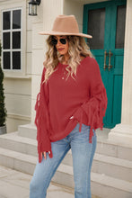 Load image into Gallery viewer, Ribbed Round Neck Fringe Detail Sweater (multiple color options)
