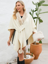 Load image into Gallery viewer, Fuzzy Trim Open Front Poncho (multiple color options)
