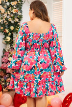 Load image into Gallery viewer, Smocked Floral Square Neck Balloon Sleeve Dress
