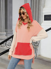 Load image into Gallery viewer, Contrast Hooded Long Sleeve Top (multiple color options)
