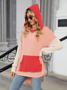 Contrast Hooded Long Sleeve Top (multiple color options)