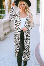 Load image into Gallery viewer, Leopard Open Front Long Sleeve Cover Up
