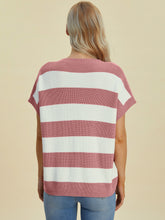 Load image into Gallery viewer, Striped V-Neck Short Sleeve Sweater (multiple color options)
