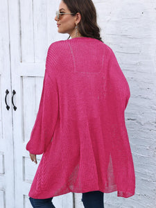 Cable-Knit Open Front Long Sleeve Cardigan (multiple color options)