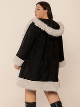 Load image into Gallery viewer, Fuzzy Trim Open Front Long Sleeve Hooded Coat
