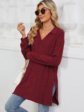 Load image into Gallery viewer, Slit Johnny Collar Long Sleeve Top (multiple color options)
