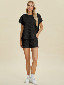 Texture T-Shirt and Shorts Set (multiple color options)